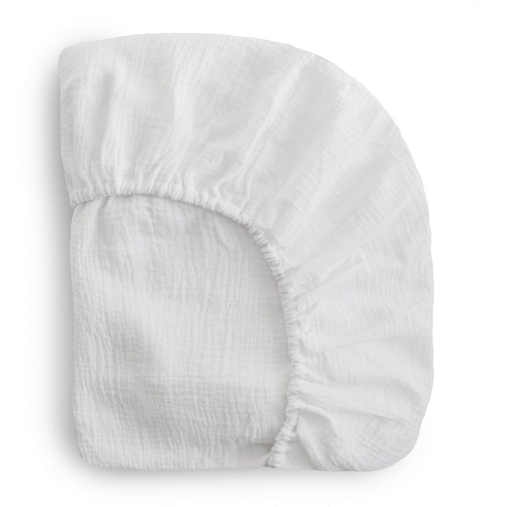 Mushie Extra Soft Muslin Crib Fitted Sheet - white